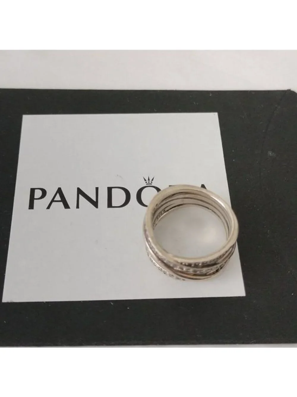 Pandora Sterling Silver Entwined Ring with Zirconia 190919cz, size 52